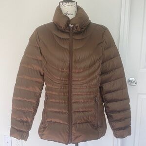 a.n.a Down Puffer Jacket Packable Hooded Bronze Brown Sz XL Winter Versatile